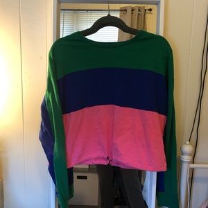 Cropped Color Block Sweatshirt